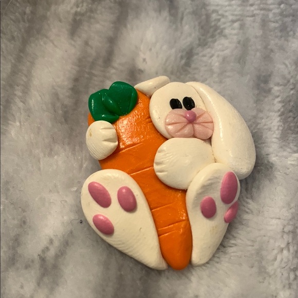 Cute White and Orange Bunny Toy for Small Pets - Picture 1 of 2
